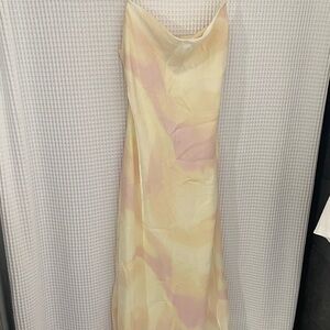Zara Cream and Yellow Slip Dress for Wedding Guest